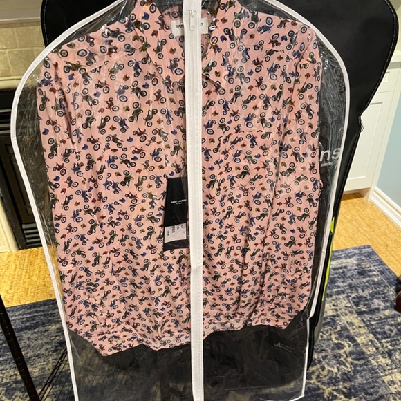 SAINT LAURENT 100% silk moto shirt (size 39) - Picture 2 of 7